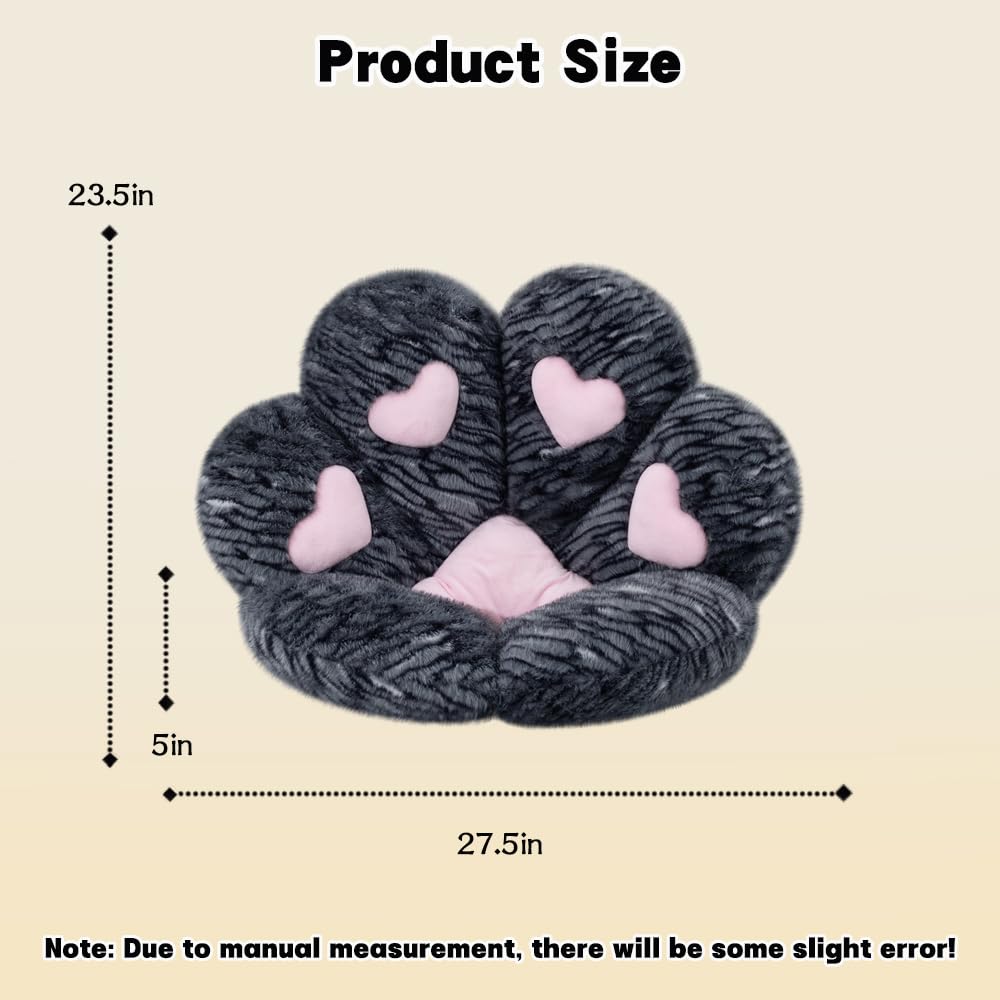 MOONBEEKI Cat Paw Cushion Chair Comfy Kawaii Plush Seat Cushions Shape Lazy Pillow for Gamer Chair 28"x 24" Cozy Floor Cute Seat Kawaii for Girl Worker Gift, Dining Room Bedroom Decorate Black: Black Silver 28 Inch