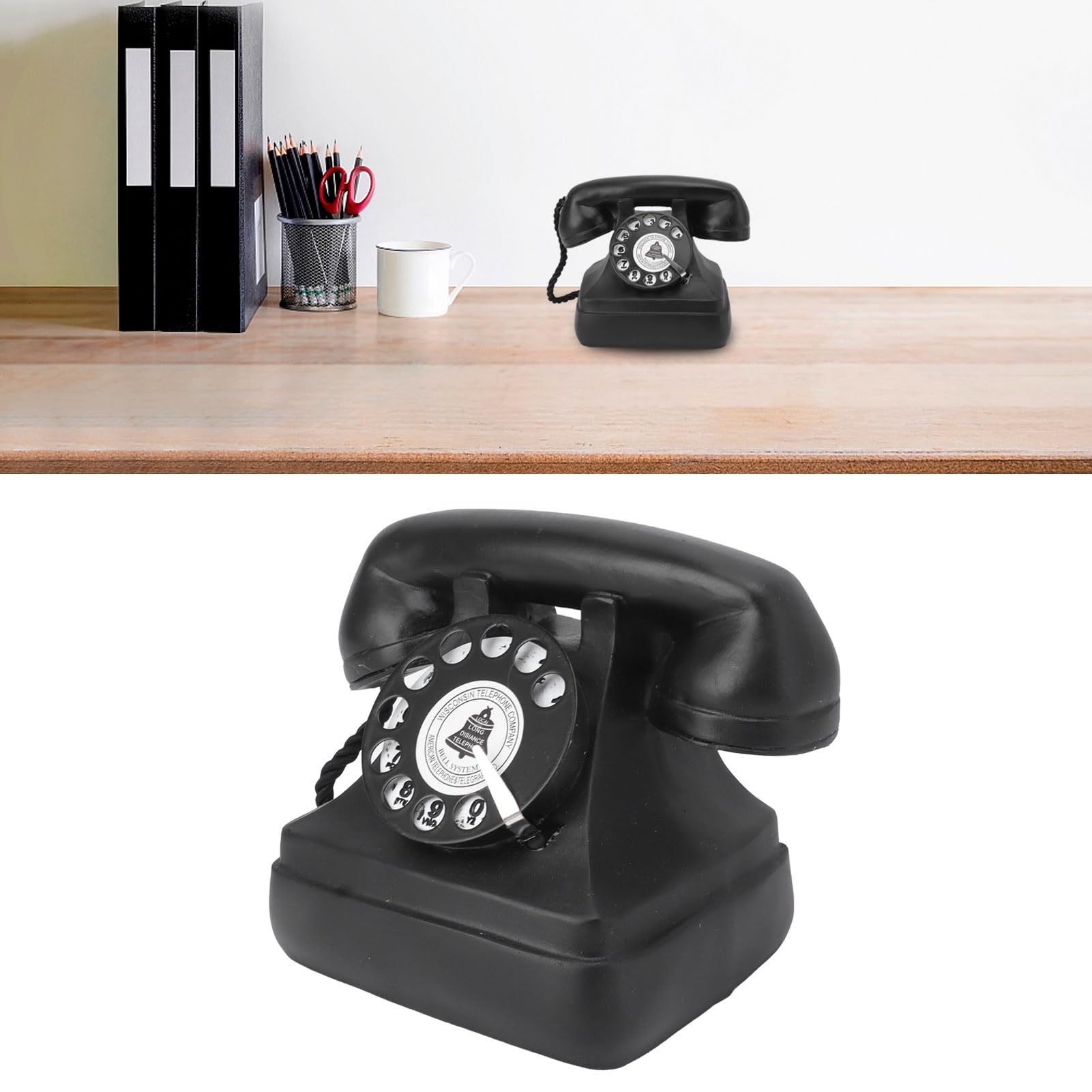 Telefon Mit Wählscheibe, Europäisches Wählscheibentelefon, Wählscheibentelefon Festnetztelefon Retro Vintage-Telefon-Requisite für Home-Office-Schreibtisch-Speakeasy-Dekoration