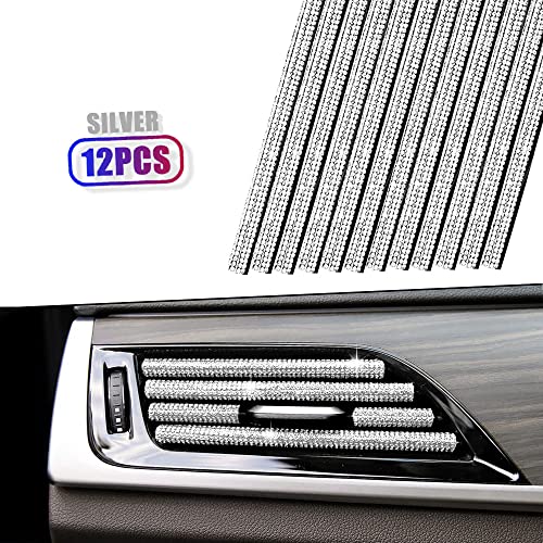 BUZOHOMING BLING CAR ACCESSORIES SILVER RHINESTONE CAR VENT OUTLET TRIM