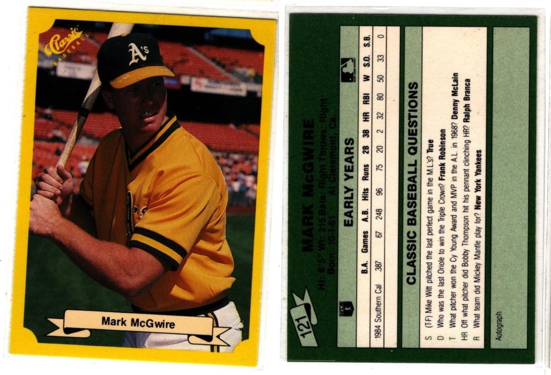 Mark McGwire 1987 Classic Update Rookie Baseball Card~~GREEN BACK ERROR