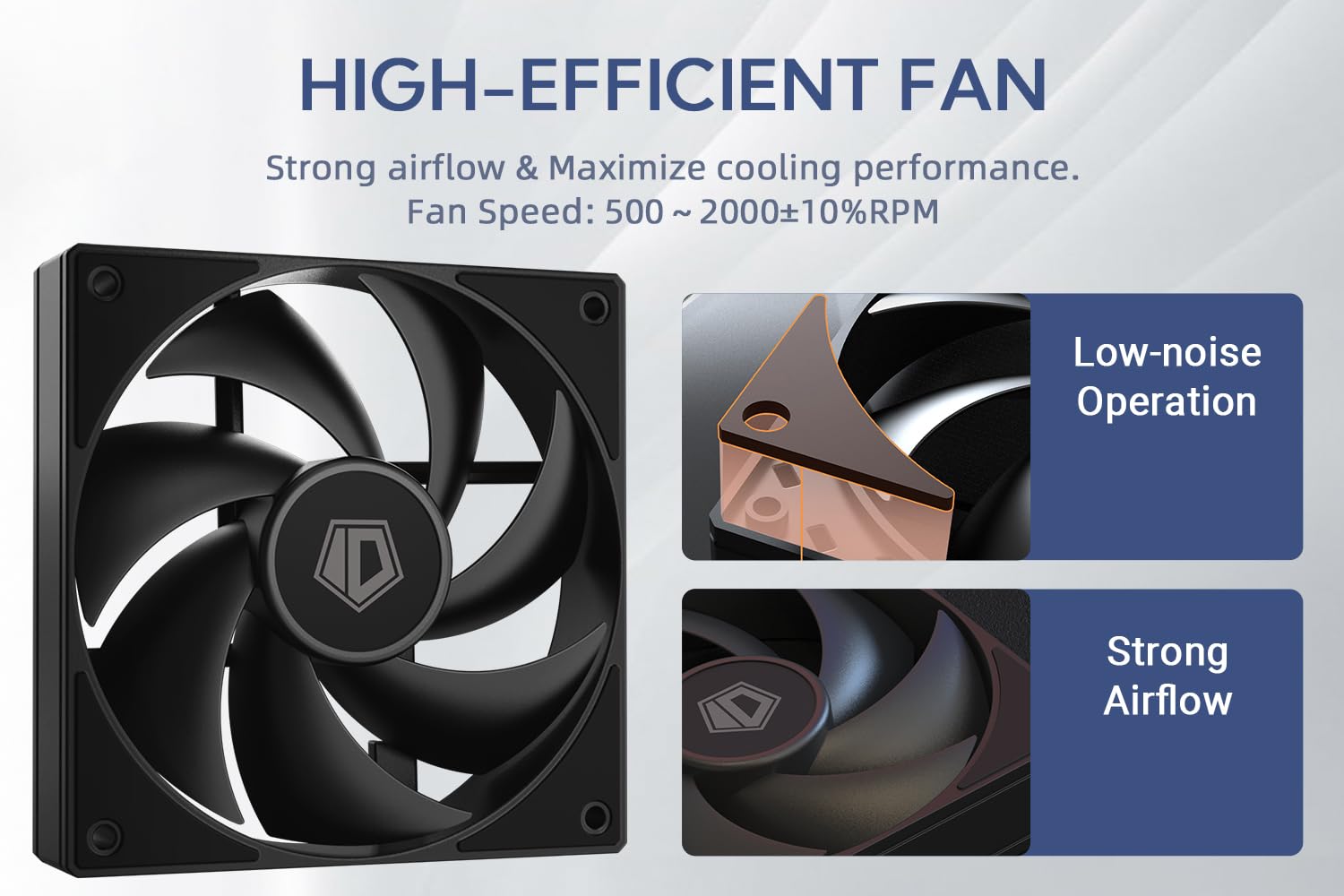 ID-COOLING AF-125-K Trio 120mm Case Fans 3 Pack FDB PC Fans Daisy Chain Connector Computer Fans for Radiator/CPU Air Cooler/Computer Case