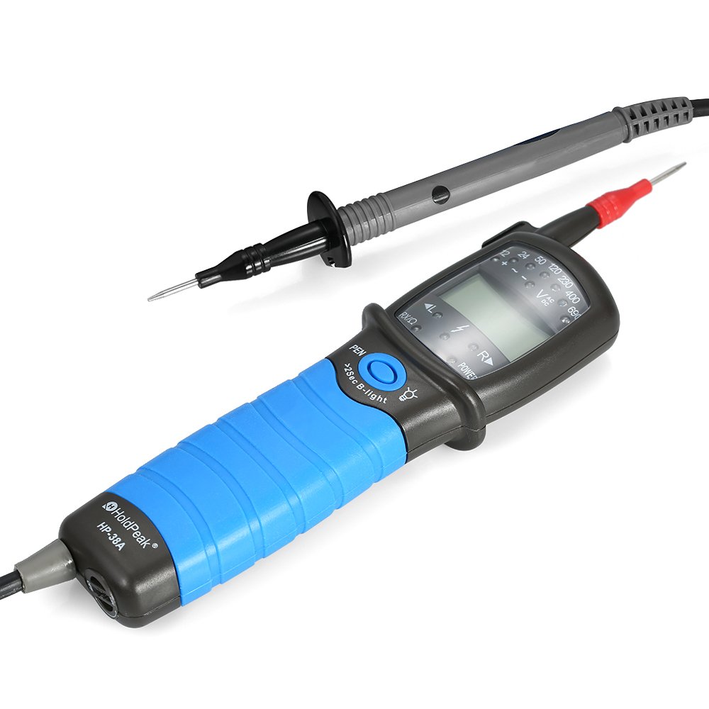 HoldPeak Contact Auto Range LCD Tester napięcia AC DC Detektor do pomiaru 12–690 V z ciągłością RCD Test rotacji fazy Wykrywanie polaryzacji i podświetlany wyświetlacz Zawiera