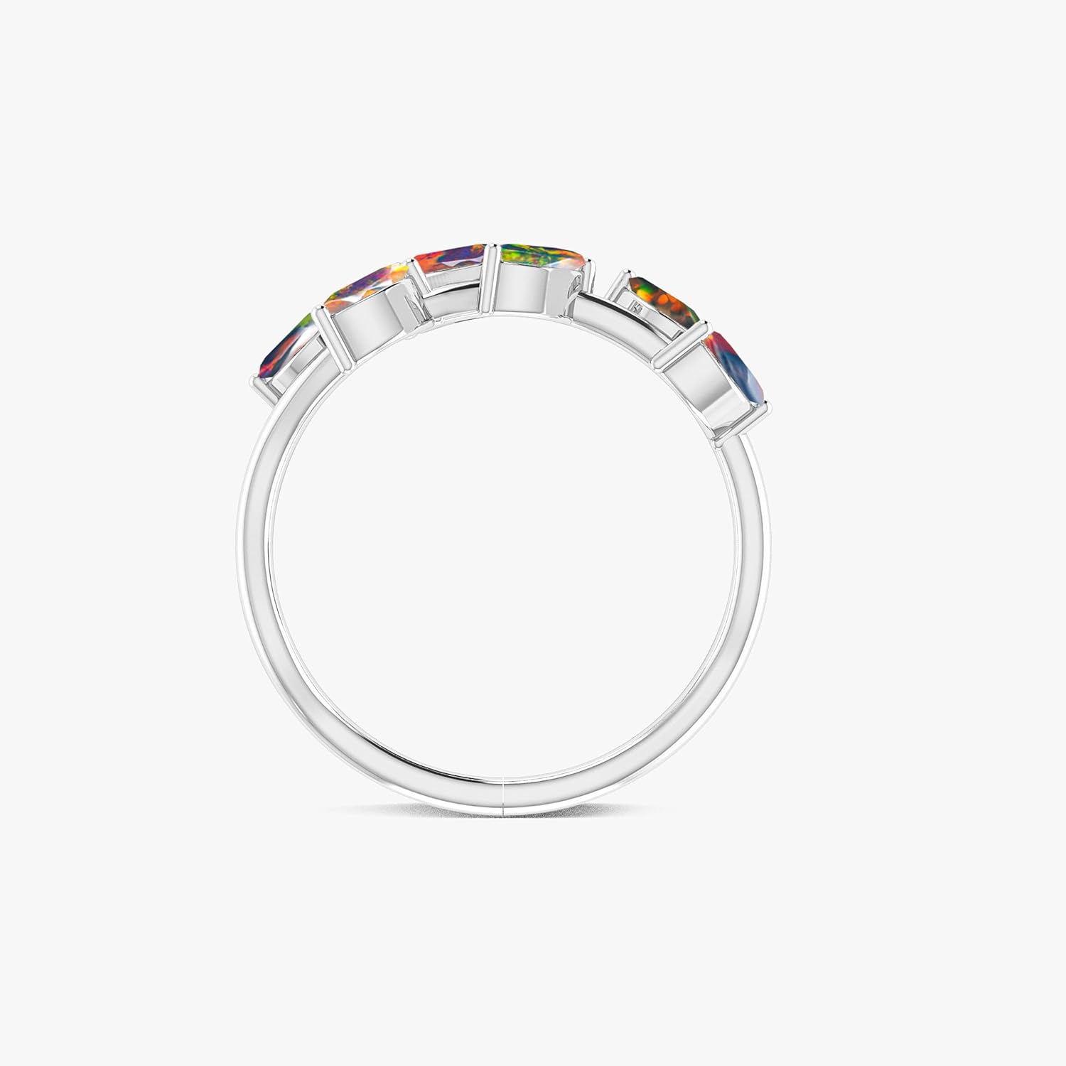 Natural Opal 925 Sterling Silver Leaf Ring for Womens Ruby Multi Gemstones Jewelry Gift for Ladies (Engagement, Anniversary, Promise Rings)