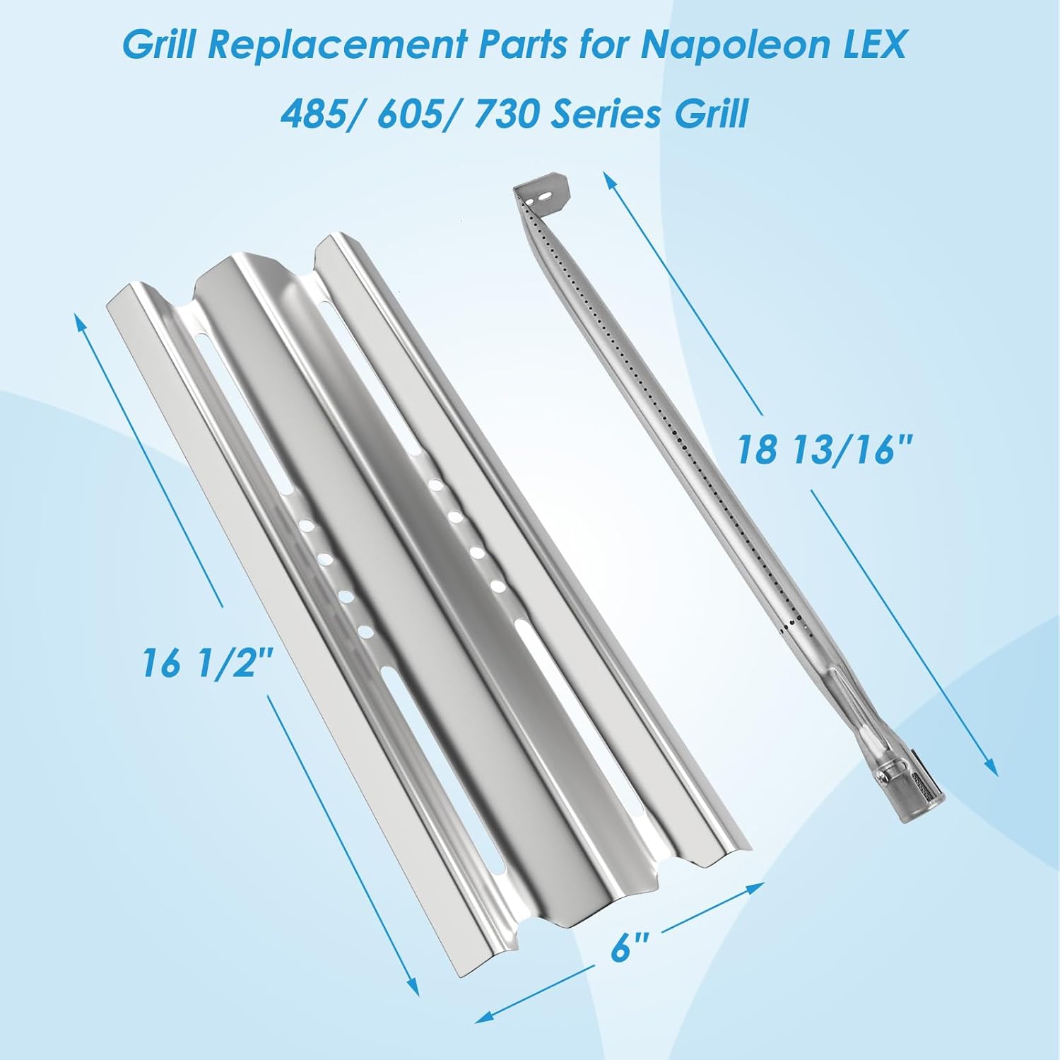 Grill Parts for Napoleon LEX 485, LEX 605, LEX 730, Mirage 485 605 Series Grills, Built-in LEX 485,16.5" Heat Plate & Burner Replacement Parts for Napoleon Grill Accessories