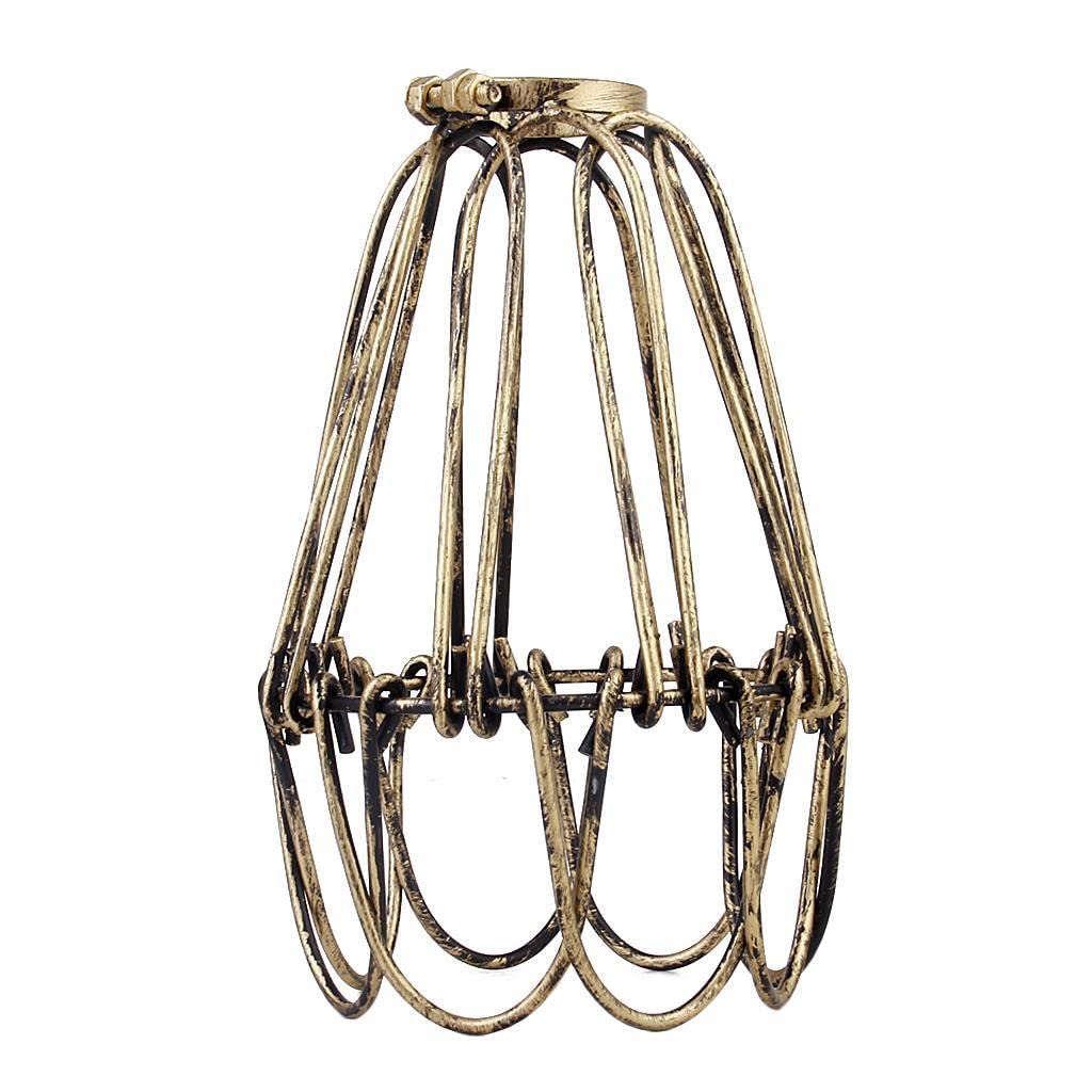 Suspension cage laiton antique E27 avec abat-jour rétro en fer pour plafond