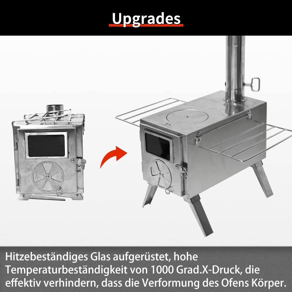 TOMOUNT Titan Zeltofen - Leichter Campingkocher Mit Kamin Für Zelt & Outdoor