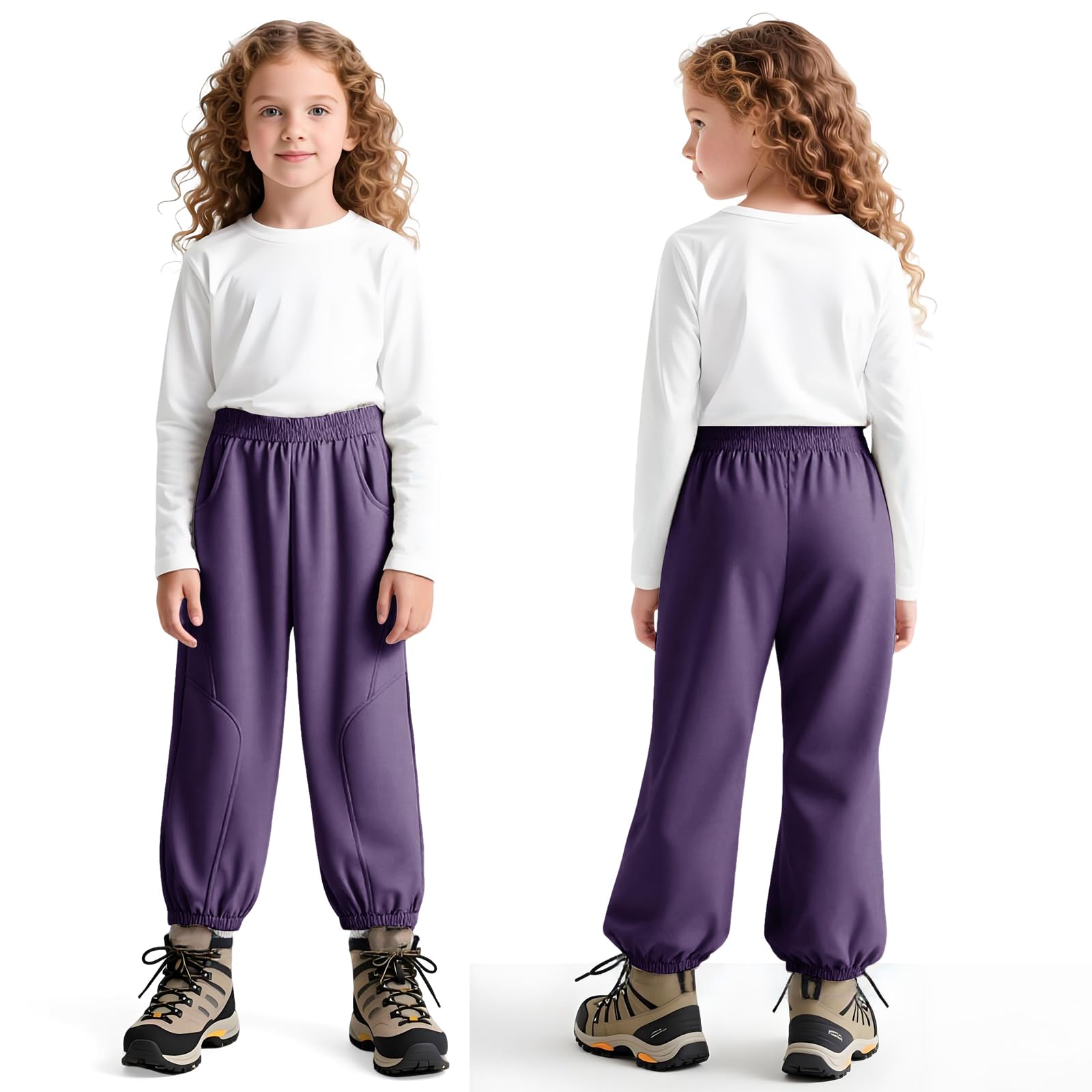 Pantaloni Softshell Foderato in Pile per Bambini, Impermeabili Antivento Inverno Termici Morbido Ragazzi Pantalone per Trekking Hiking Pioggia Montagna Escursionismo, 6-14 Anni