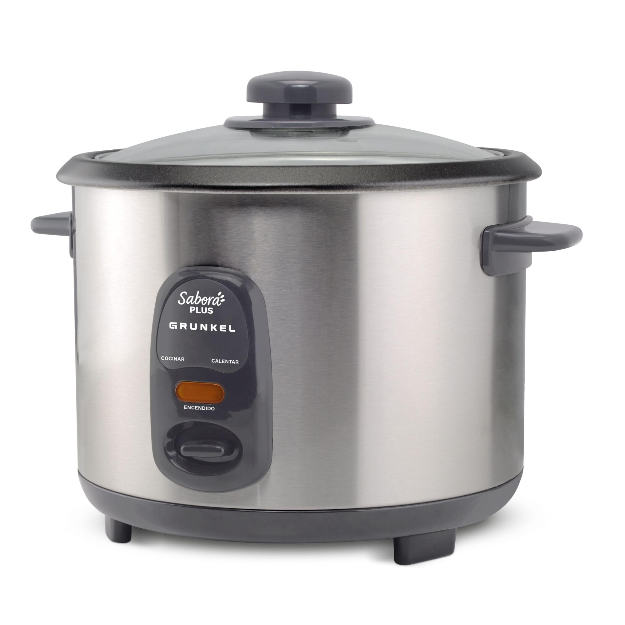 GRUNKEL - Arrocera Eléctrica RC-18L 700W | Capacidad 1,8 Litros | Función Mantener Calor | Cubeta Antiadherente | Exterior Acero Inoxidable | Indicadores Luminosos