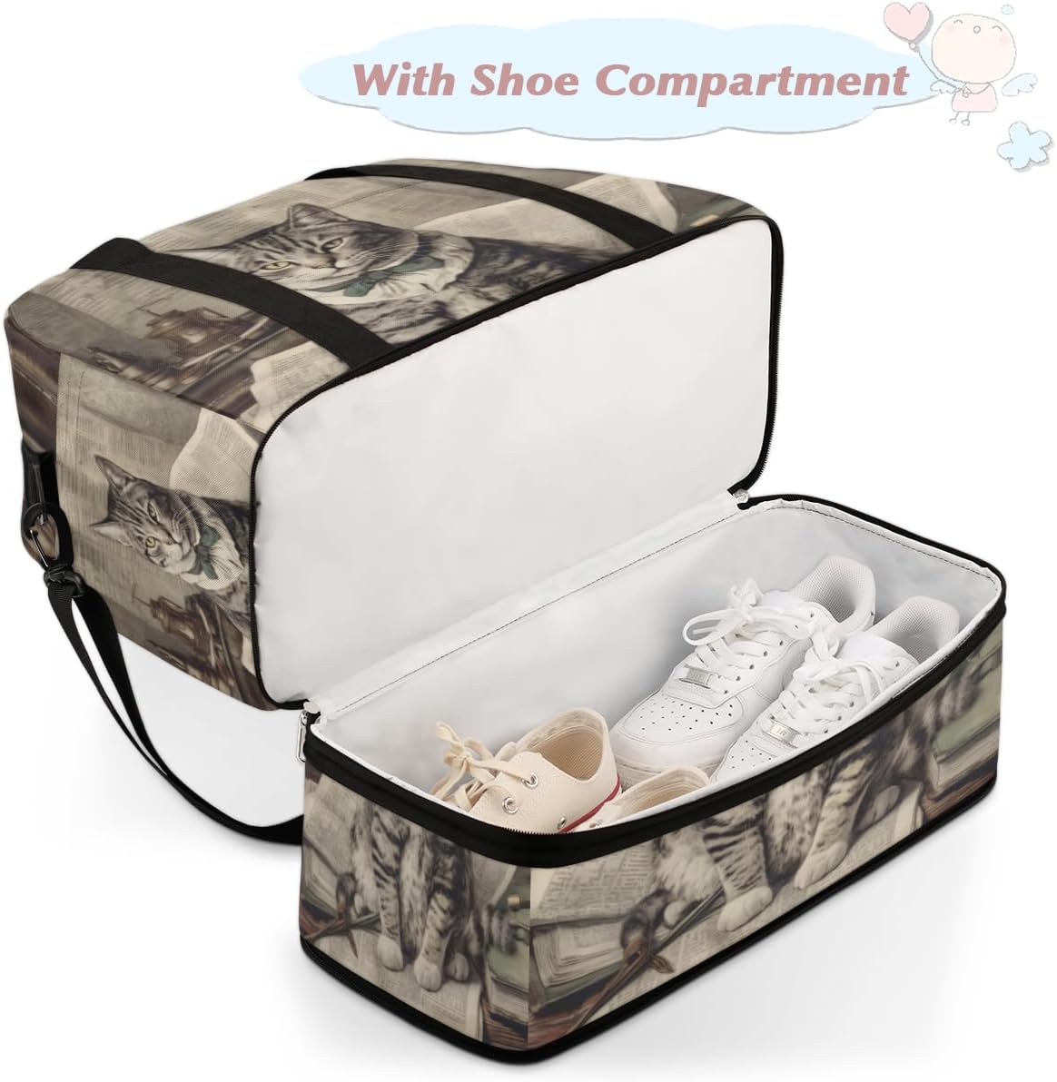 QsirBC Lighthouse Funny Pattern Gym Bag for Women Duffle Tote with Shoes Compartment Men Weekender Duffel for Dance Travel Sports Swimming Overnight