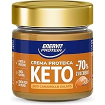 Enervit Protein Cream Keto Caramello Salato, -70% di Zuccheri, Crema Proteica Spalmabile Per una Colazione Golosa e Saziante, Senza Glutine, Barattolo da 180g