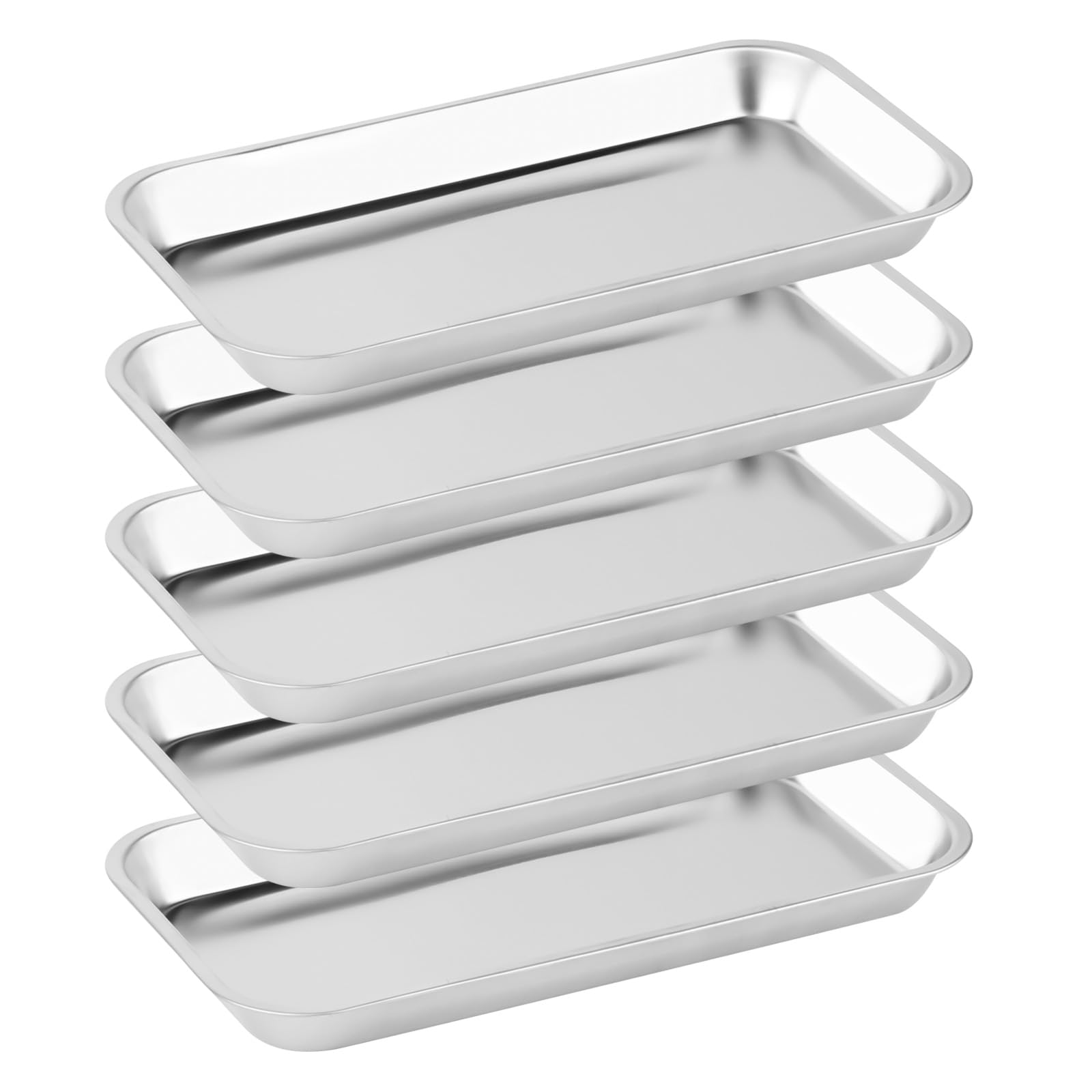 Bandejas de Instrumentos de Acero Inoxidable Rectangular 23x12x3cm para Laboratorio Mesa Cocina