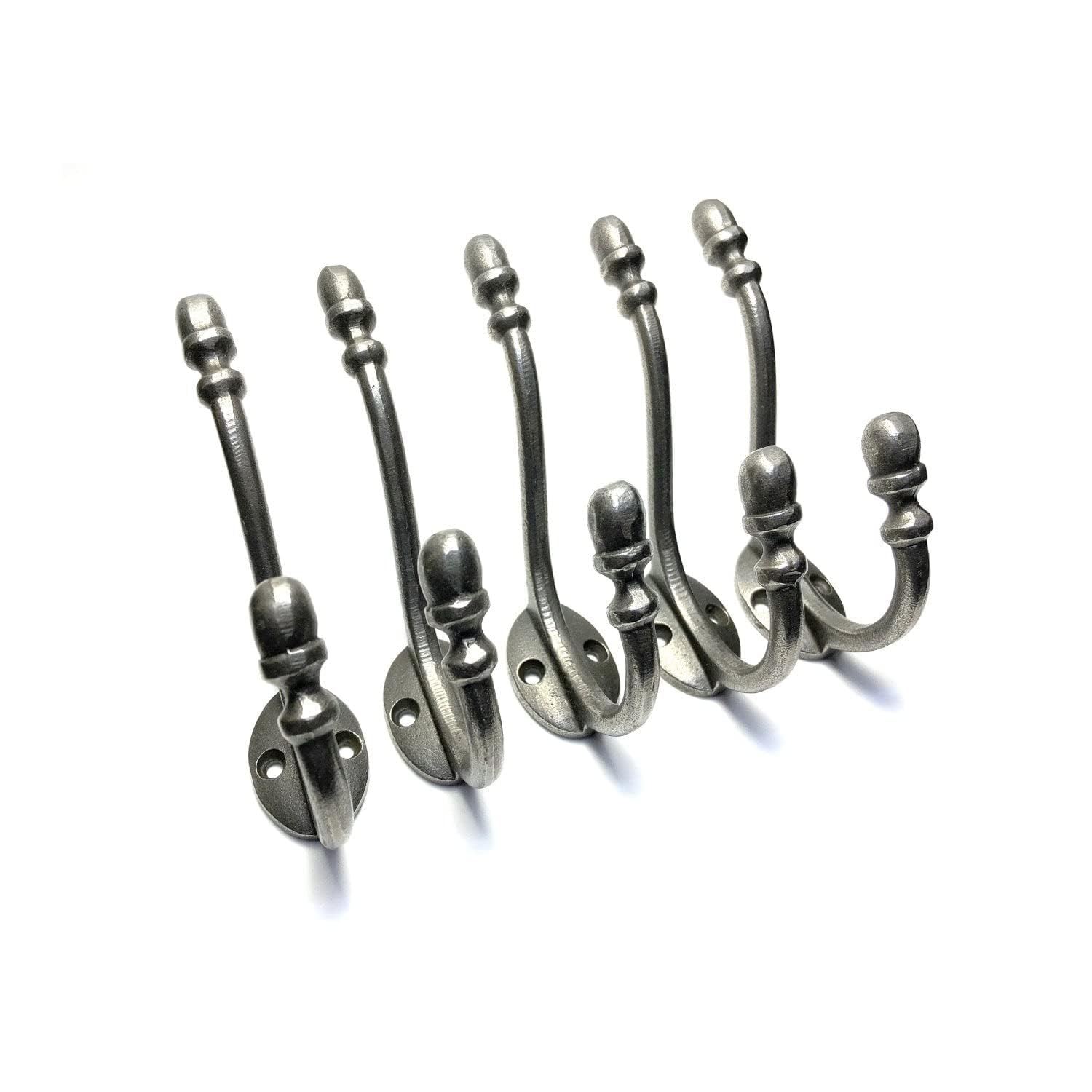 Oakcrafts Grey - Antique Acorn Design Cast Iron Coat Hook - 5" / 130Mm - Pack Of 5 Hooks
