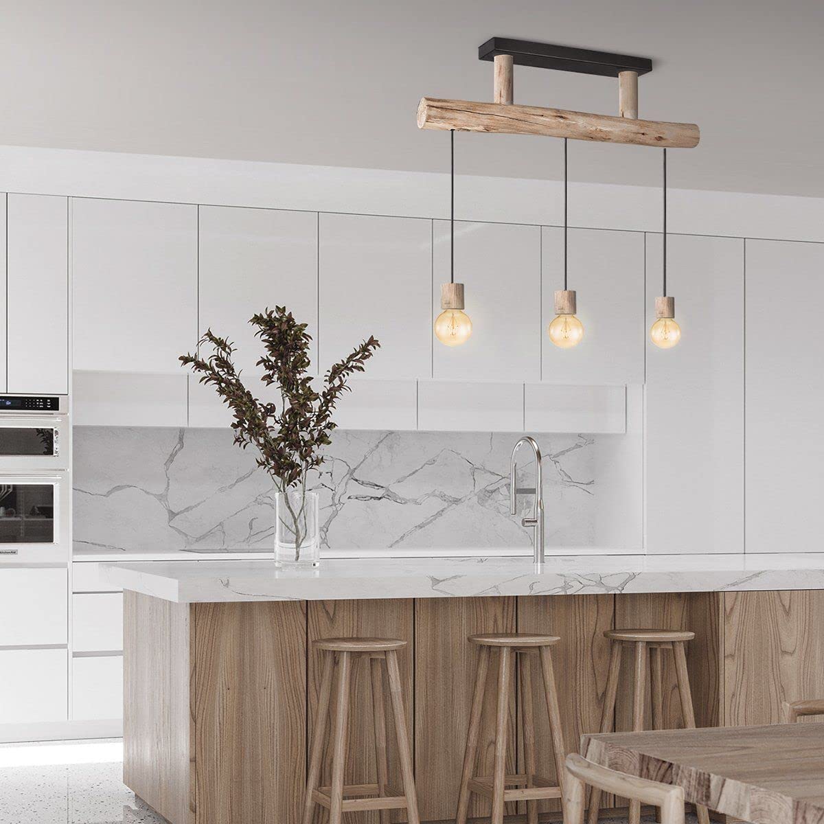 Home Sweet Home - Rural Suspension Denton - Suspension à 3 Lumières En Bois