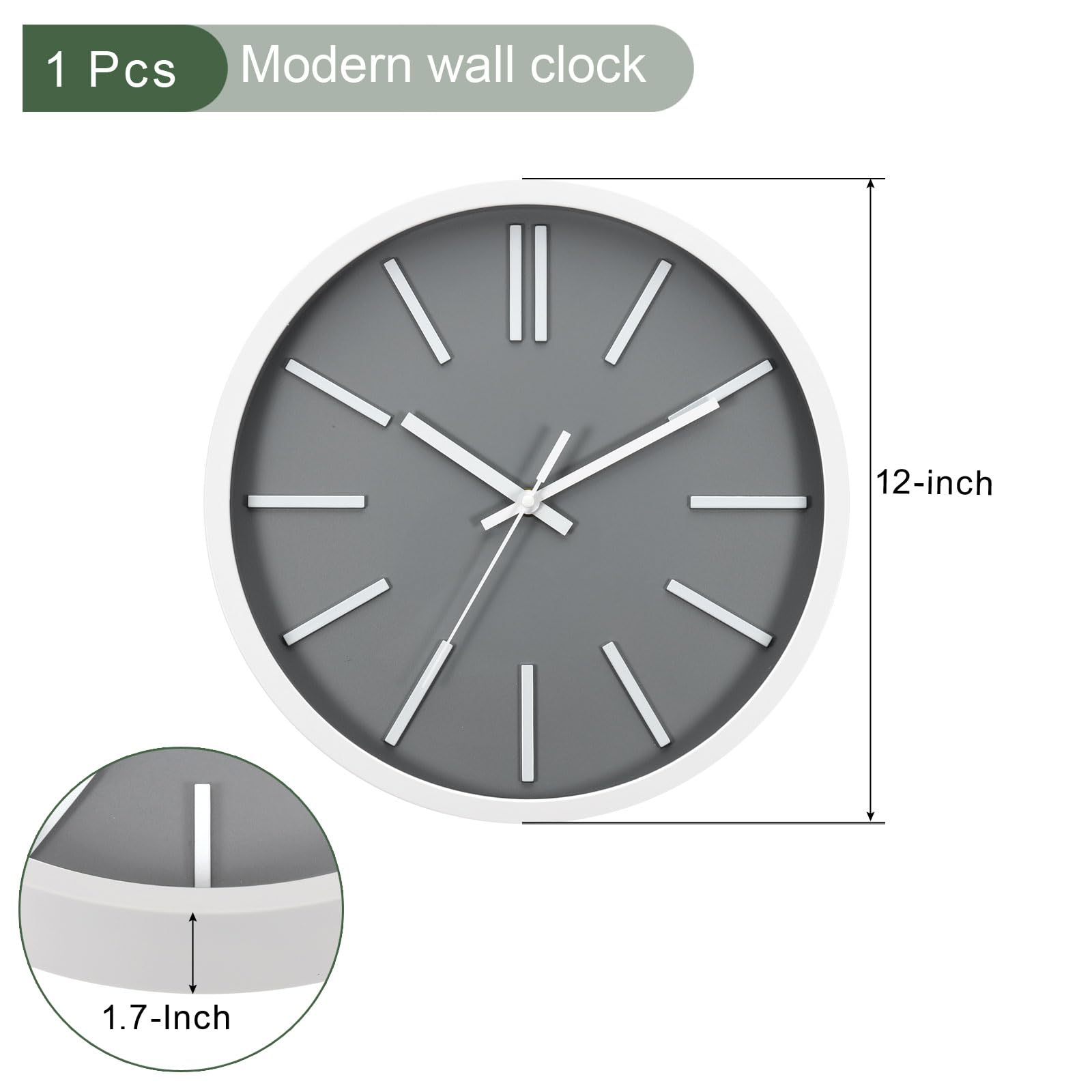 YOKIVE Wall Clocks, Operated Silent Non-Ticking Round 3D Wall Clocks Modern Clock, Great for Office Bedroom, Living Room - Image 2