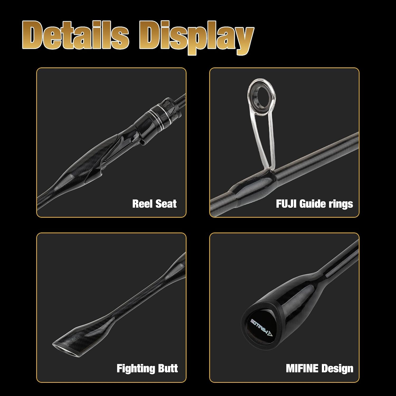 INSPIRON Ajing Spinning Fishing Rod 1.8m Lure 1-8g Line 2-8lb UL High-Strength Solid Carbon Fiber Tip Fast Action BFS Lure Fishing Casting Rod