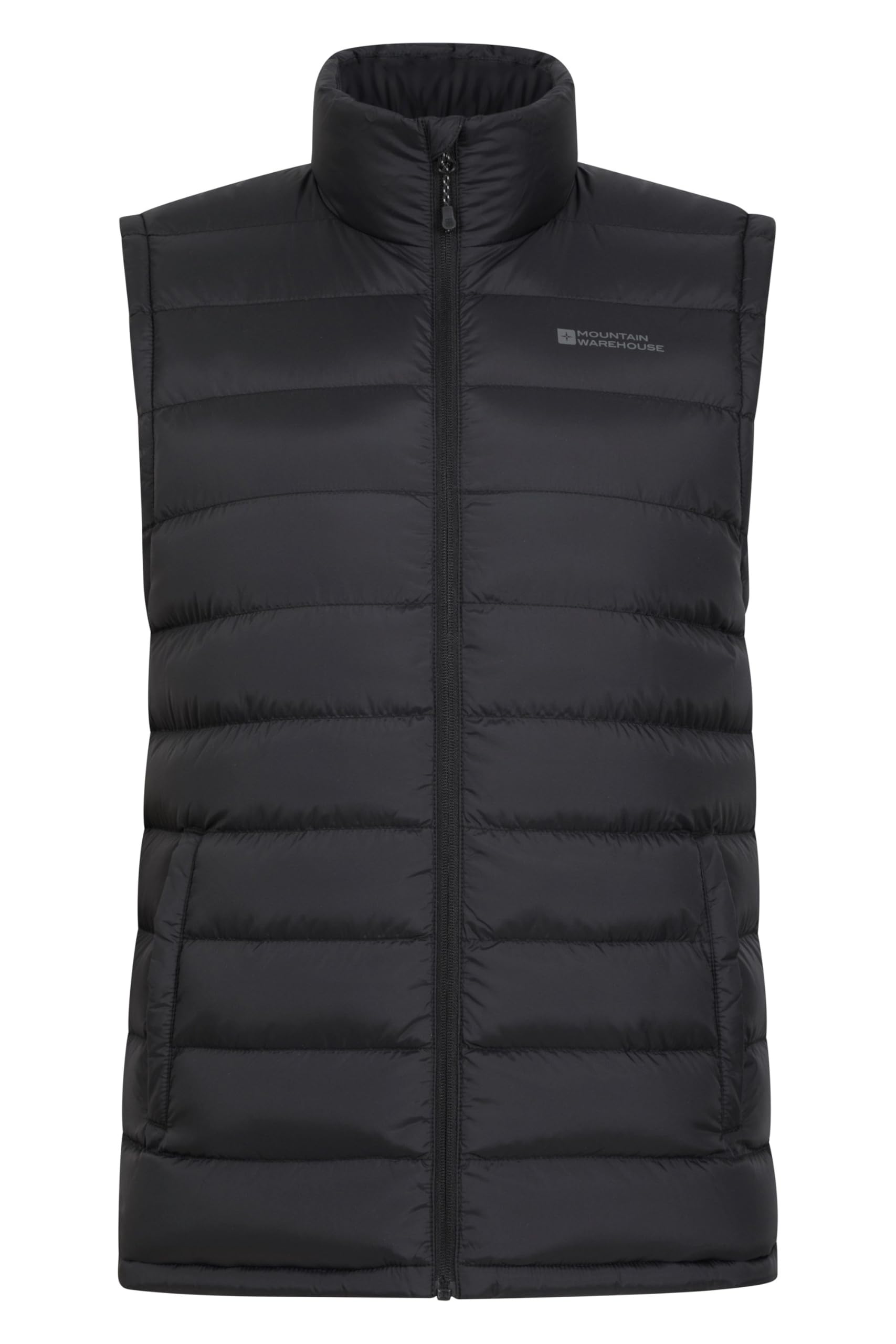 Mountain Warehouse Men's Black Seasons Padded Gilet - Water Resistant Gilet, Body Warmer, Lightweight Jacket, Easy To Store Coat - For Spring Summer Travelling, Walking Small