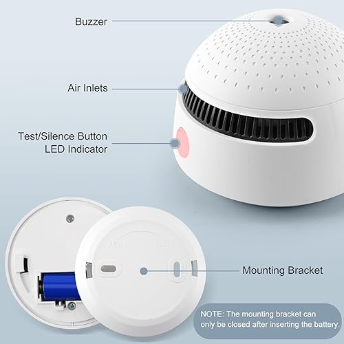 Miniatura 5 de Paquete de 3 detectores de humo inteligentes, detector de humo Wi-Fi con notificaciones de aplicación Smart Life, batería reemplazable de 10 años,