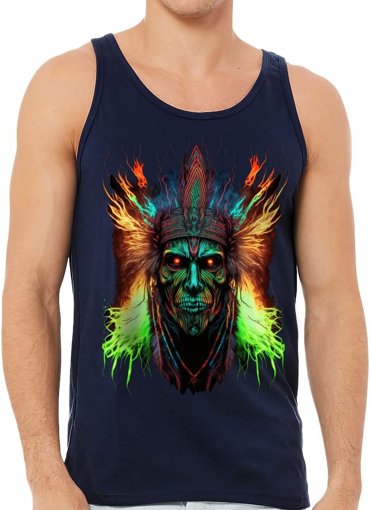 Creepy Shaman Tank - Graphic Workout Tank - Multicolor Jersey Tank