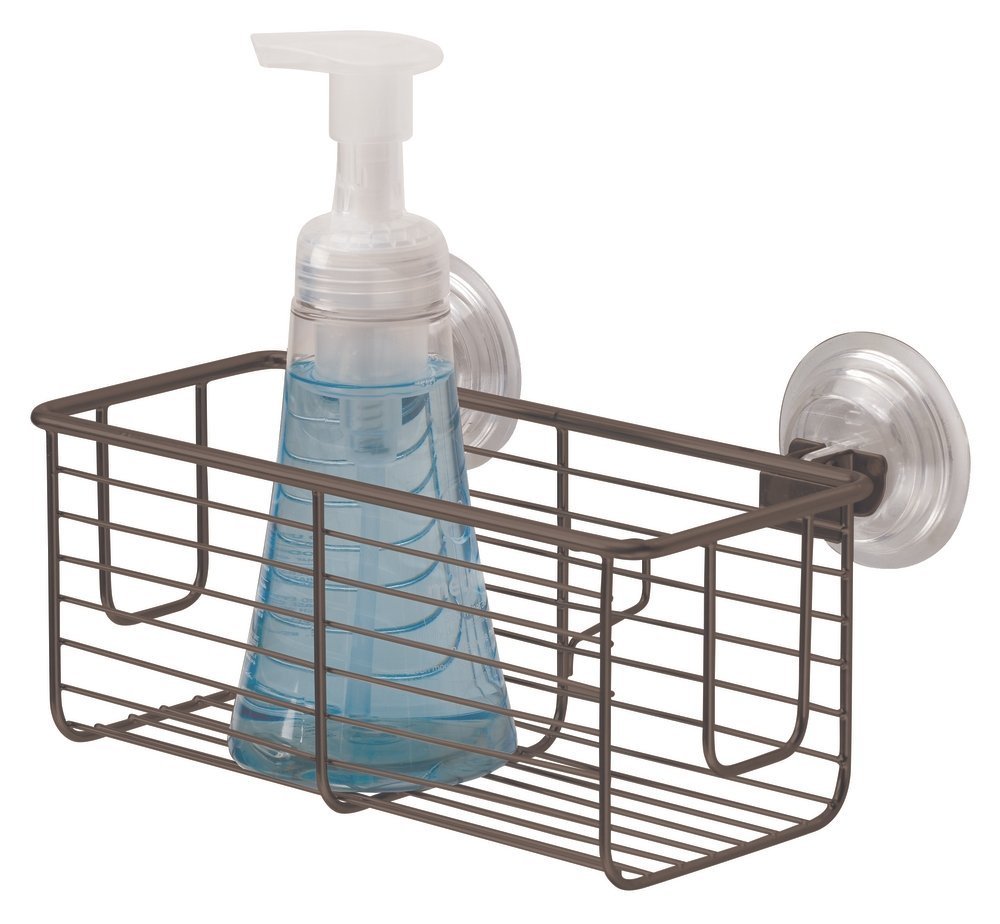 mDesign Bathroom Shower Suction Caddy Basket for Shampoo, Conditioner