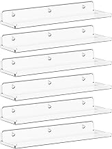 Lifewit Floating Shelves for Wall, 6 Pack 15" Clear Acrylic Shelf Room Decor for Book/Figures/Photo/Makeup in Bathroom, Book Shelf, Living Room, Bedroom, Kitchen Storage and Organization