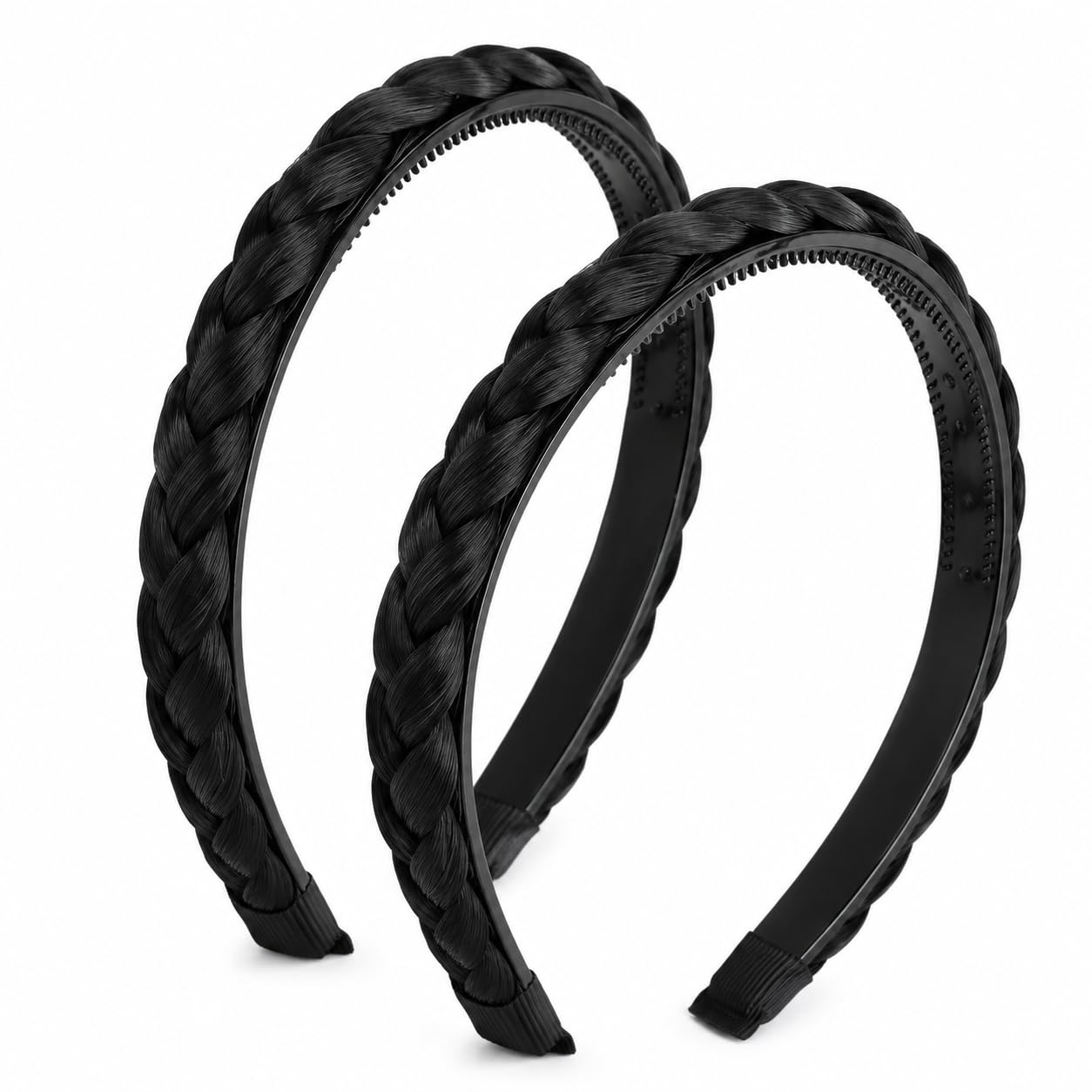 TOTAL HOME Braided Hair Band for Women & Girls | Premium Synthetic Hair Wig Headband with Anti-Slip Teeth Comb | Thick Plait Hair Accessories for Daily Wear & Ethnic Styling (Black, BROWNS)-image-14