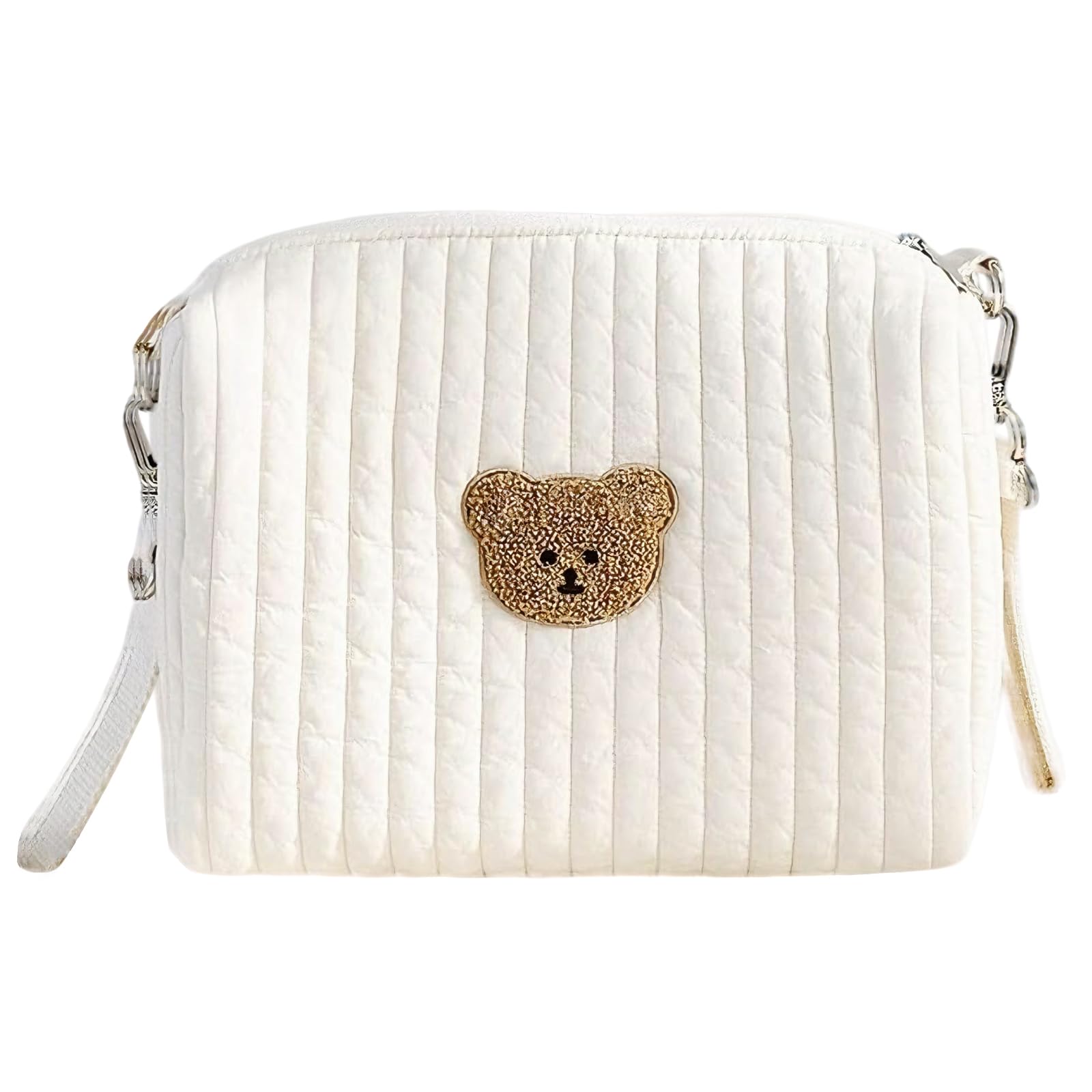 Wickeltasche für Unterwegs, Kleine Abwaschbar, 25x17 x10CM, Mini Diaper Bag für Windeln, Tücher und Spielzeug, Windeltasche Reißverschluss mit Bestickt, Bär, Bedruckt, Tasche für Die Reise (B)