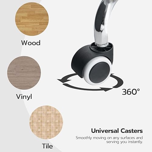 Miniatura 8 de HOOBRO Taburete con ruedas ajustable en altura, silla de dibujo giratoria de 360, silla de escritorio de oficina multiusos, silla giratoria de salón