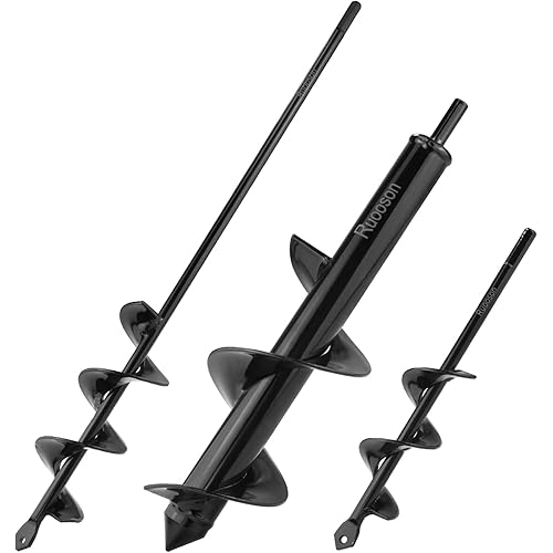 3Pcs Garden Drill Auger Planter, 1.6x9 +2x16.5 +3.2x11.8 in>Ruooson Spiral Drill Auger for Planting Flower Bulb Auger, Rapid Planter Digger for 3/8" Hex Drive Drill. (1.6x9 in+2x16.5 in+3.2x11.8 in)