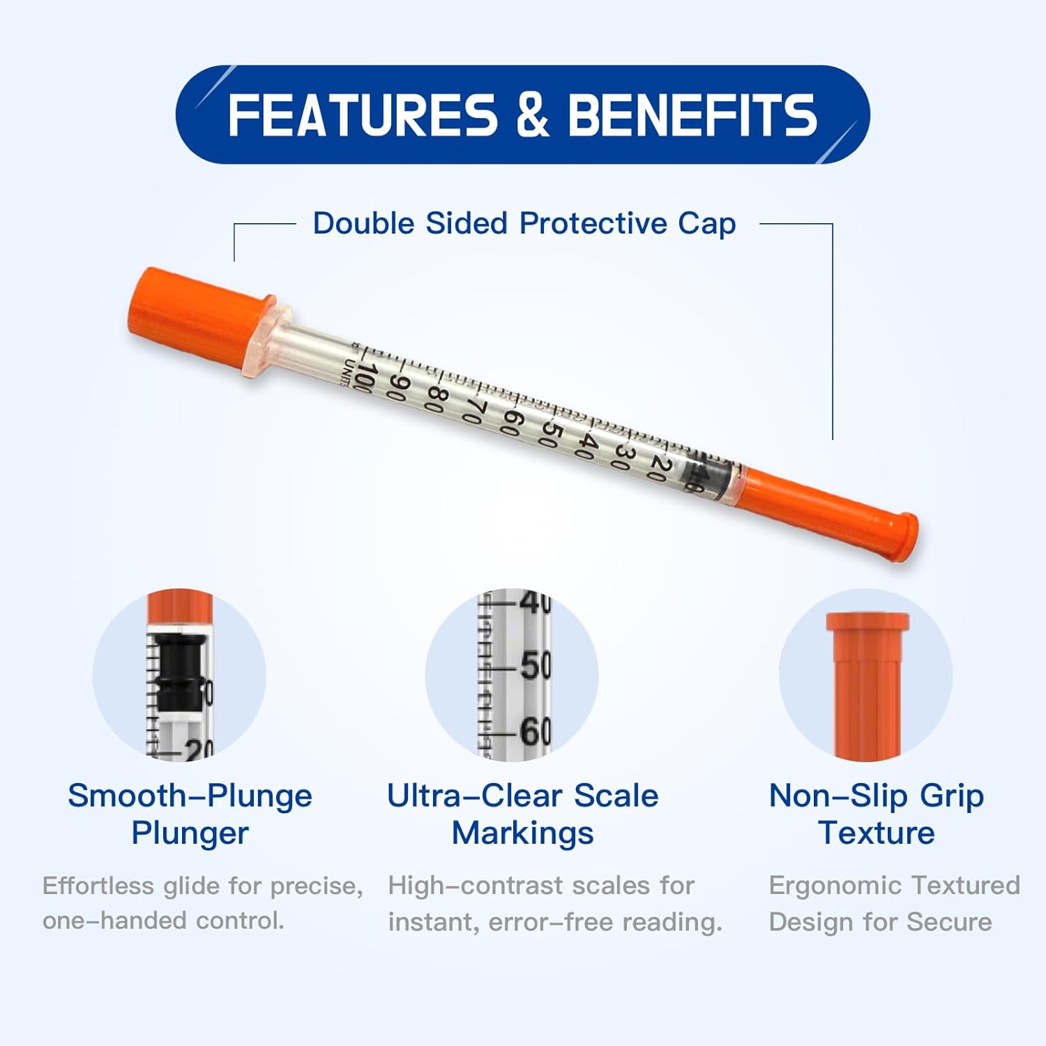 U-100 Disposable Syringe with Needle - 30G 5/16" (8mm) 1ml/cc, Individually Wrapped, 100 Pack