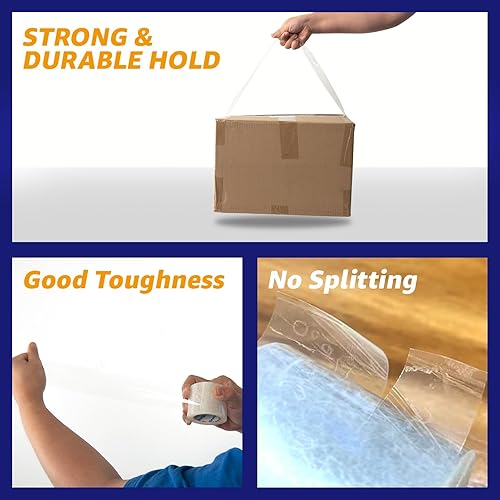 Miniatura 5 de BESTAPE Cinta de embalaje transparente con dispensadores, cinta de embalaje de 1.88 pulgadas x 30 yardas para envoltura de envío, sin división ni