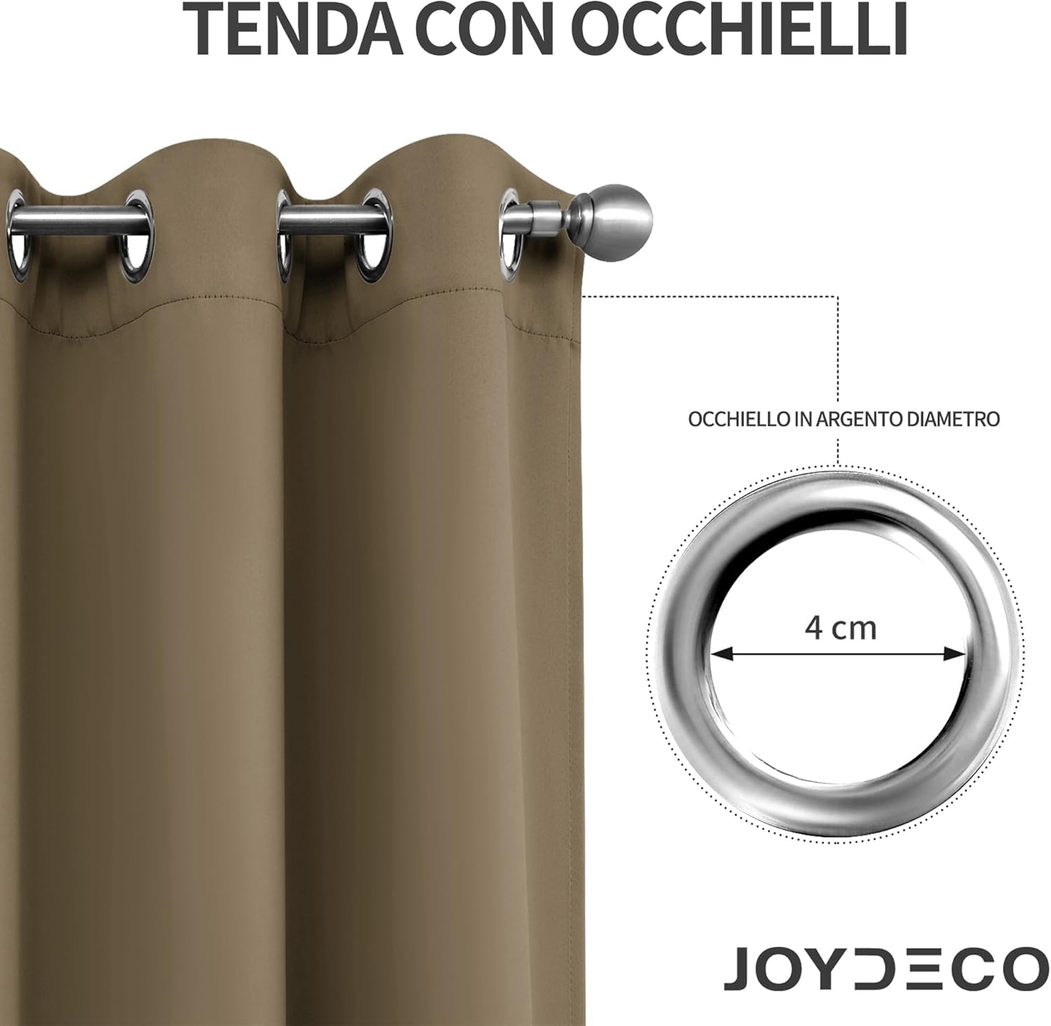 Joydeco Tende Oscuranti per Interni 2 Pezzi, Tende Termiche con Occhielli per Soggiorno Moderne, Cameretta Bambini, Camera da Letto Blackout Curtains(2xL135xA240,Moca)