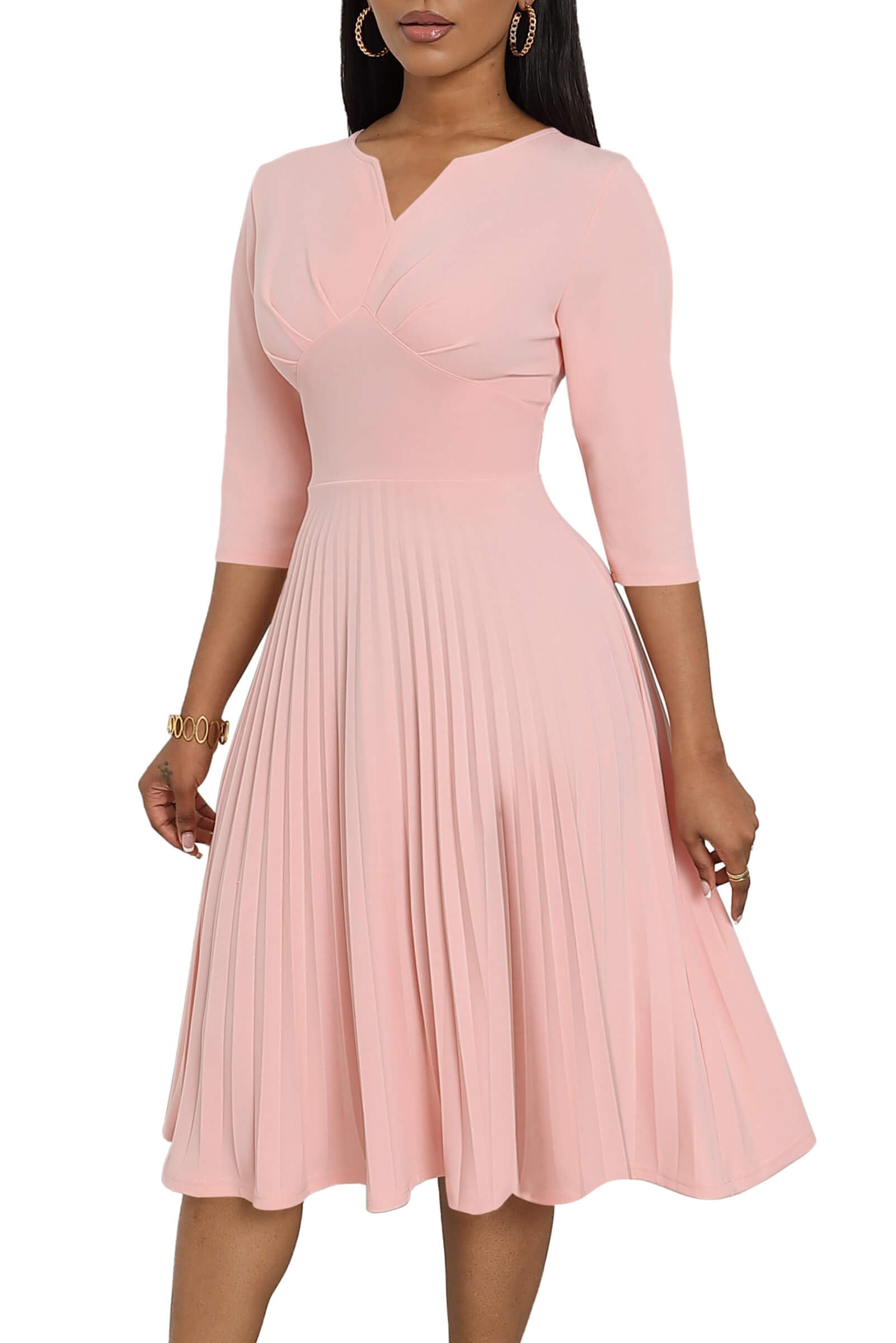 CLOCOR 3/4 Sleeve A-Line Dress