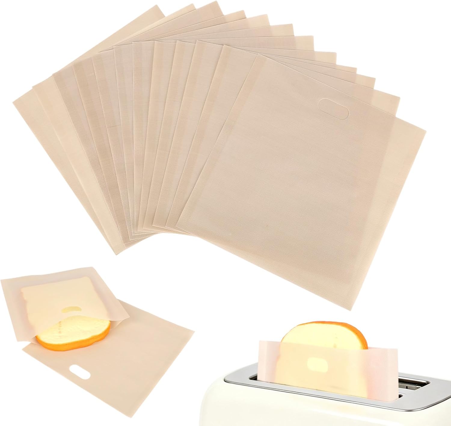 12pcs Toaster Sandwich Bags, Reusable Non-Stick Toaster Oven Bags for Grilled Cheese Sandwiches Panini Wraps & Breakfast Keep Clean Crumb-Free