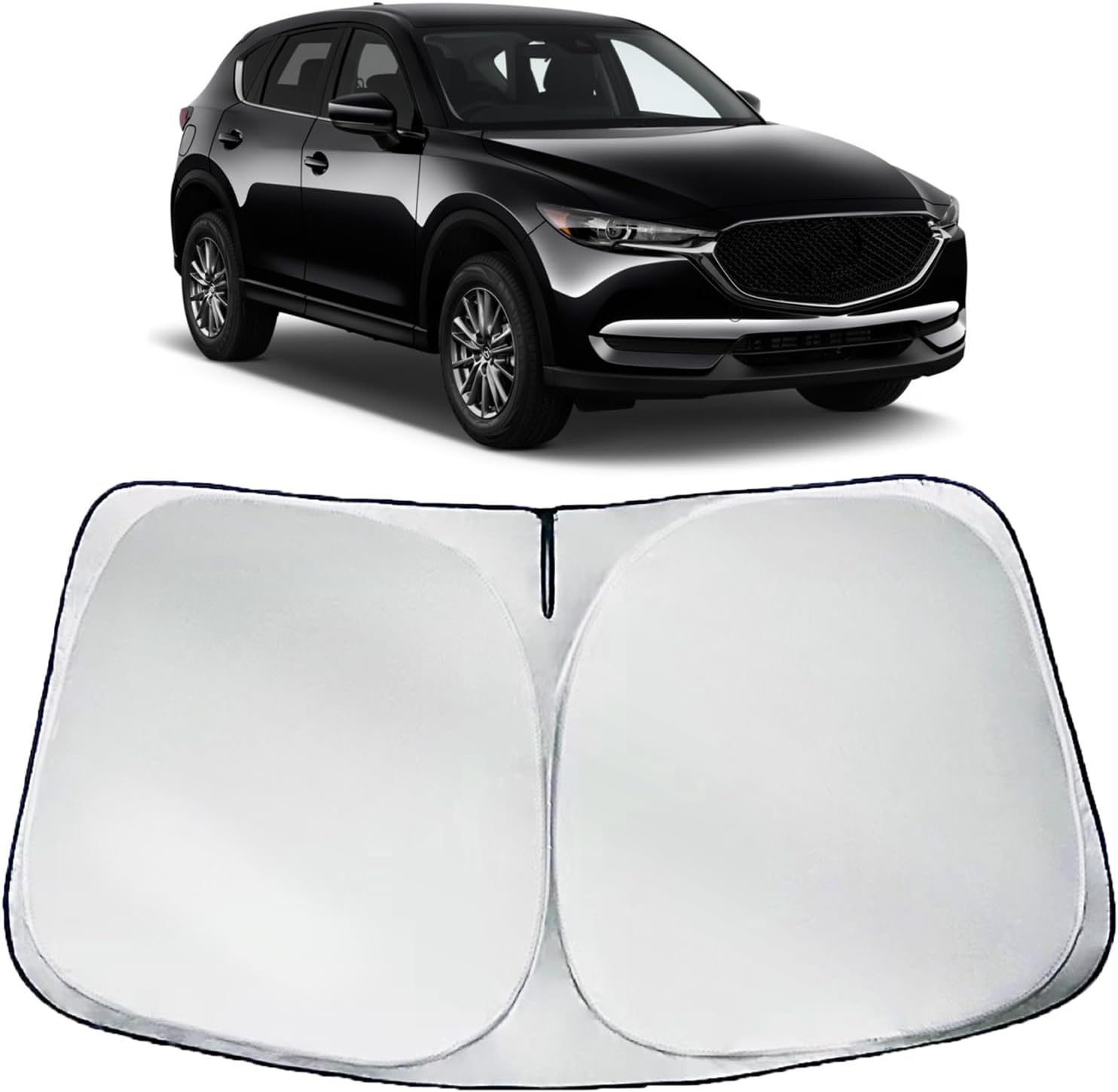 Car Window Sun Shade Front Windshield Compatible with Mazda CX5 2017-2025 Custom Fit CX-5, Sport, Touring, Grand Touring, 4 Door Crossover 2025 2024 2023 2022 2021 2020-2017 Sunshade Cover Sun Visor