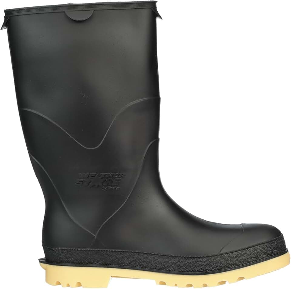 StormTracks 11714 Youth Rain Boot, 07, Black/Tan