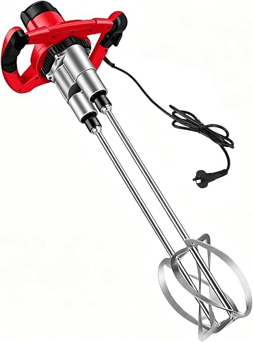 Cement Mixer 2300W Handheld Electric, Double-Paddle Concrete Mud Mixer, 6 Speed Adjustable Portable Double Auger Mixer for Mortar Paint Fodder Resin