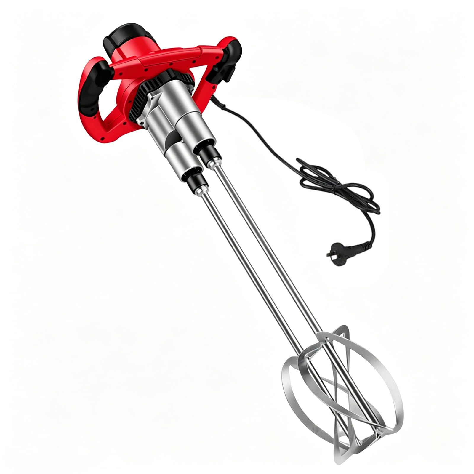 Mezclador de concreto de 2100 W, doble paleta mejorada, mezclador de cemento portátil con 6 velocidades, 950 rpm, mezclador de barro de mano para mortero, pintura, lechada, yeso, delgado, herramienta