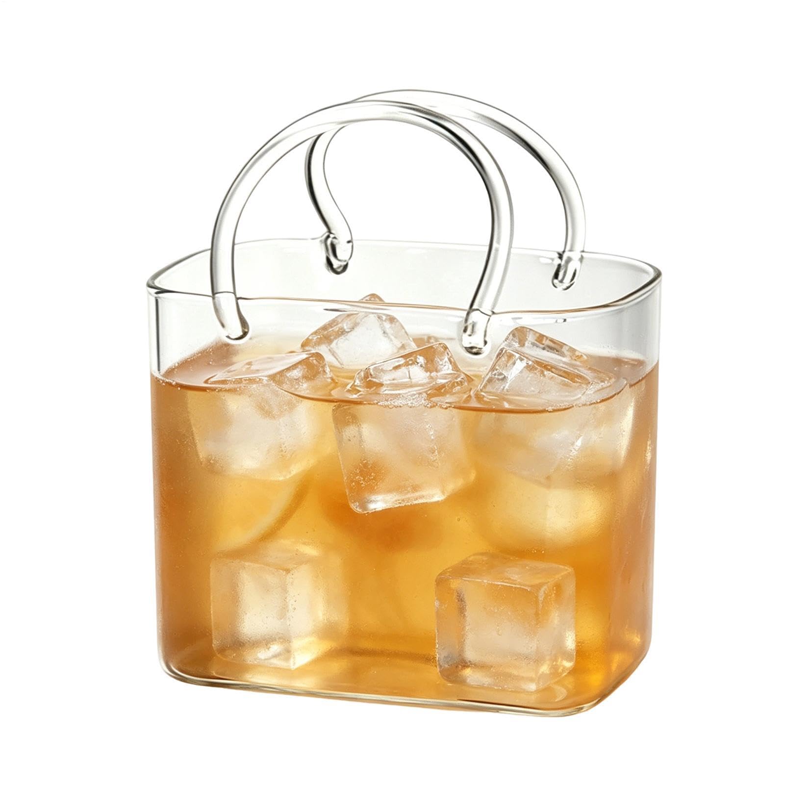 Vaso de vidrio con forma de monedero para cócteles y bebidas originales de 12x8x10 cm