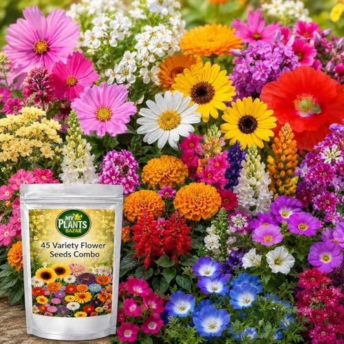 Image of All Season Flower Seeds Combo Pack for Home Garden - 45 Varieties, 2700+ Seeds for Balcony, Terrace & Outdoor Gardening | High Germination Mixed Flower Seeds Kit for All Seasons