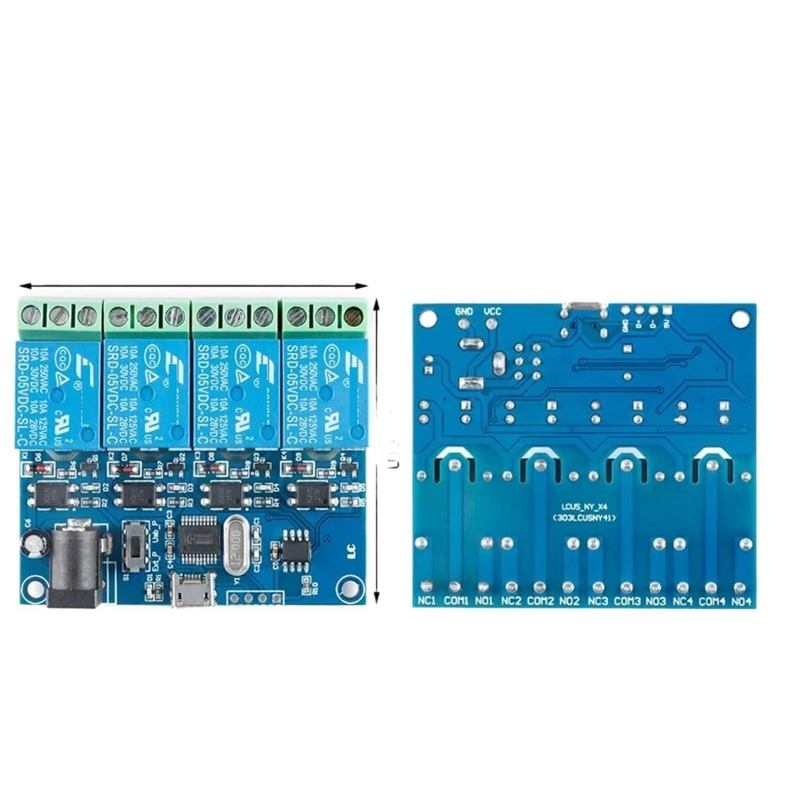 Módulo de relé USB de 4 canales LCUS-4 y puerto serie de 5V 7