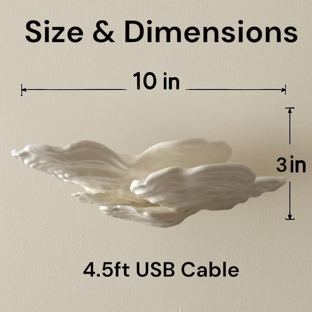 Layered Mushroom Shelf Lamp - 15-Color LED Wall Light - USB Powered - Organic Cottagecore Decor for Living Room, Bedroom, Office - Unique Fungi-Inspired Accent Shelf