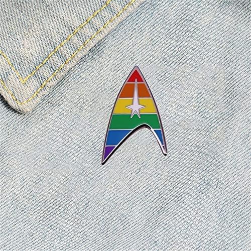LGBT Gay Pride Star Trek Rainbow Badge LGBTQ Hard Enamel Pin Enamel Brooch Pins Metal Badges Lapel Pin Badge Jewelry for Dresses, Suits, Bags, Backpacks