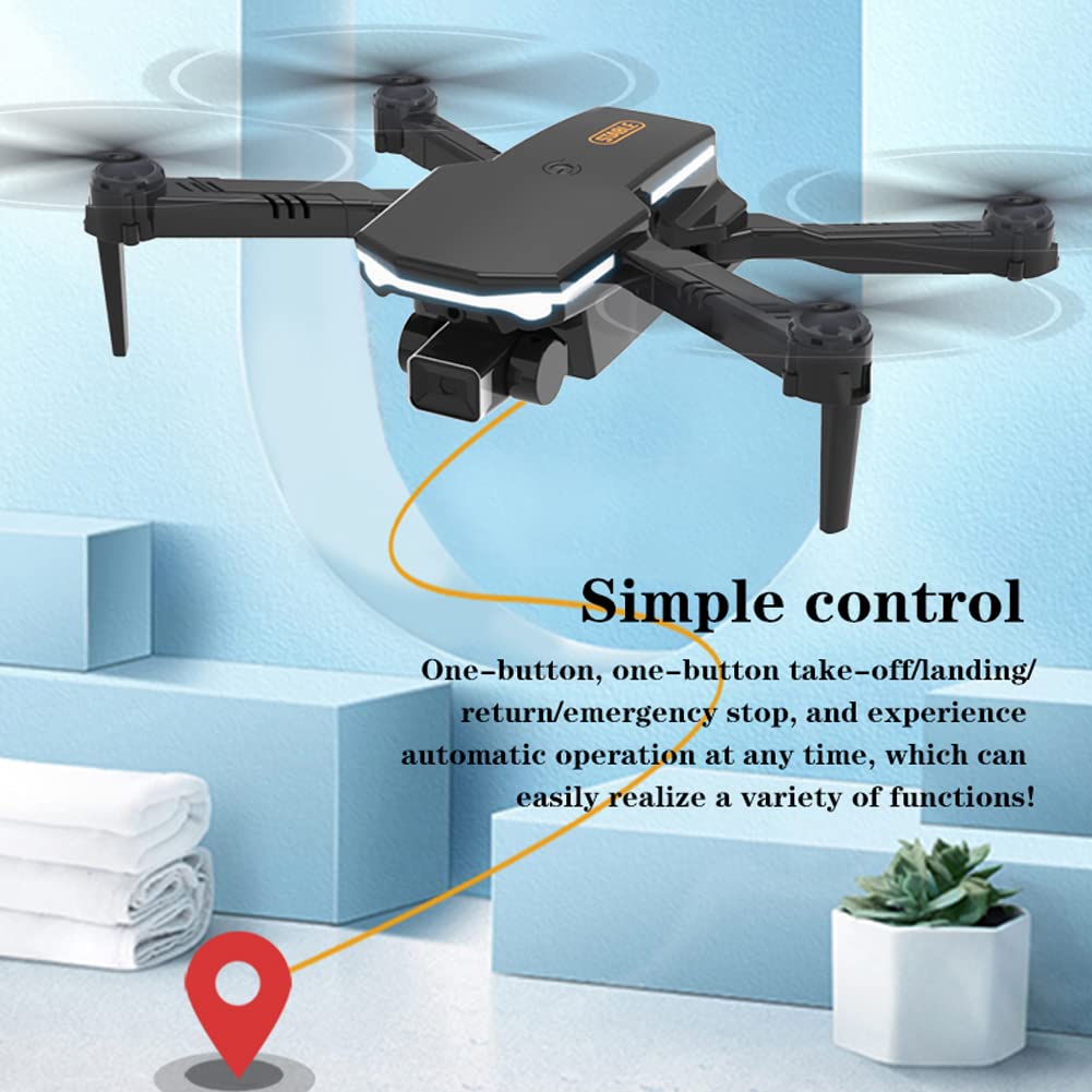 Quadricottero RC Pieghevole per Principianti, Mini Drone con Fotocamera 4K e Tre batterie, Doppia Fotocamera, Fotografia di gesti, Volo di traiettoria, decollo con Un Tasto, rilevamento dell