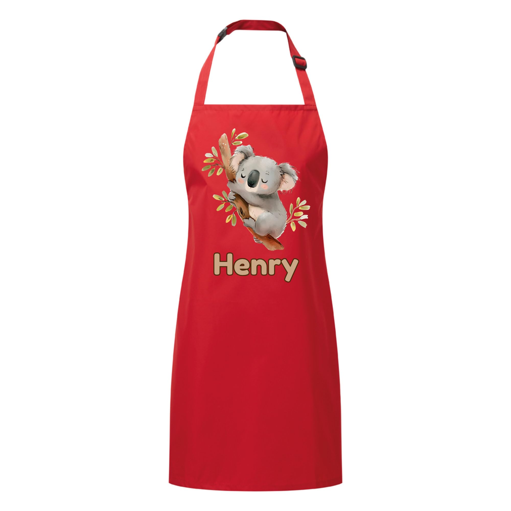 PIXPRINT Personalised Any Name Koala Waterproof Kids Apron. Craft, Bake, Cook. Boy, Girl, Unisex. Gift