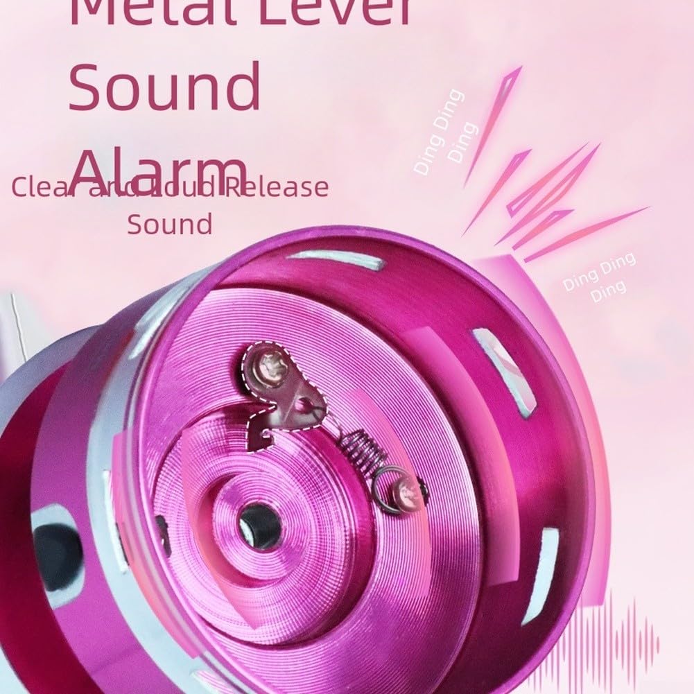 Moulinet de pêche rose 8 kg avec système de traînée en aluminium, bras basculant en métal pour eau salée et eau douce pour gaucher et droitier