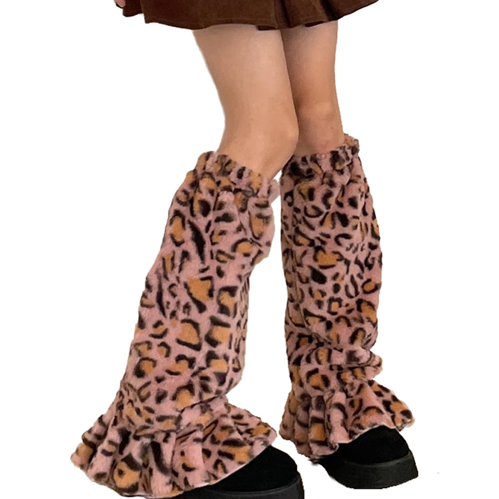 Sexybody Leg Warmers for Women Girls Y2K Kawaii Fluffy Fur Flared Leg Warmer Furry Goth Grunge Socks Harajuku