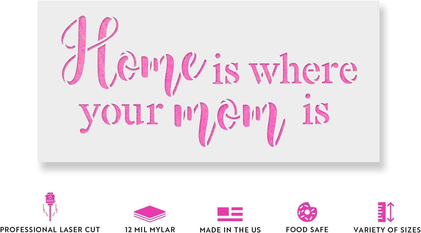 Home is Where Your Mom is Stencil - Perfect for Creating Heartwarming Family Decor, Family Stencil Art