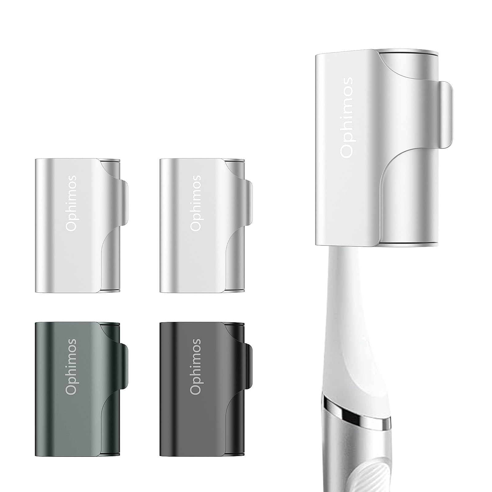 Ophimos 4 Count Aluminum Alloy Toothbrush Cover Caps for Family, Travel Toothbrush Covers Long-lasting Toothbrush Head Caps for Most Electric/Manual