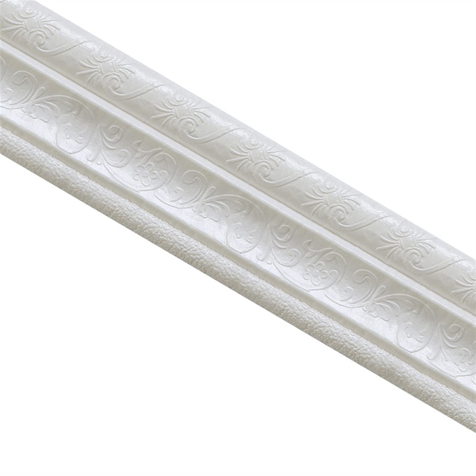 MMBBOD Flexible Foam Molding Trim Self Adhesive 3D Sticky Decorative Wall Lines Wallpaper Border Wall Edges Sticker for Home, Office, Hotel DIY Decoration, 7.5ft.(L) x 3.14in(W) (Blanco : Blanco)
