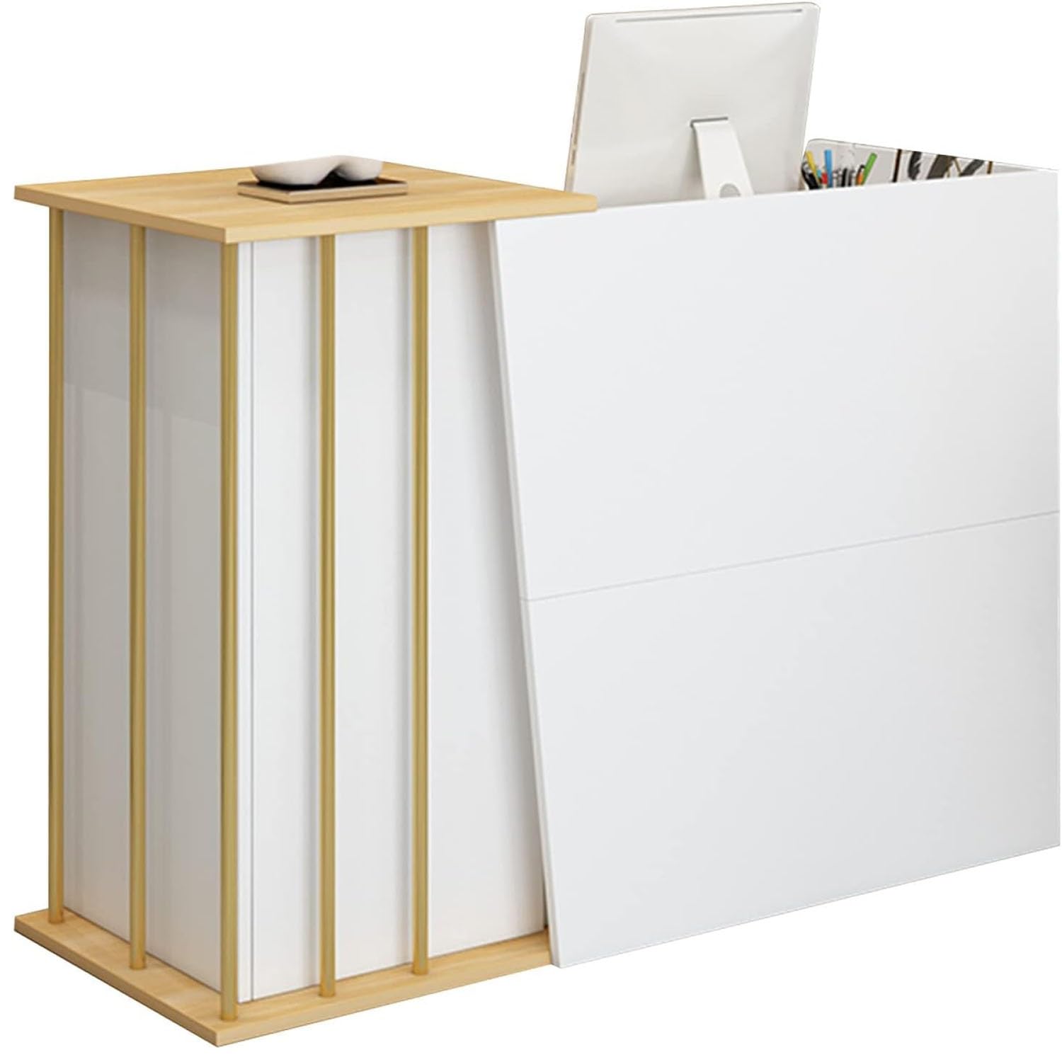 Empfangstheke Kosmetikstudio,Empfangstresen mit Schubladen, Bürotheke Rezeption Tisch,Rezeptionstheke Mit GroßEm Stauraum,stehender Fronttisch für Büro(Warm White,120x40x90cm)
